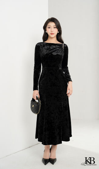 Maxi khuyên v rúm vai 1 bên