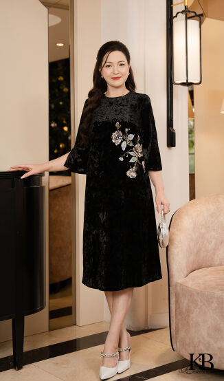 Đầm hoa eo tay xẻ