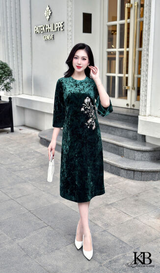 Đầm hoa eo tay xẻ