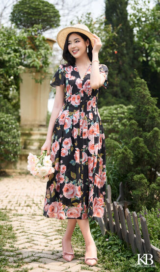 Maxi cổ v mí dọc
