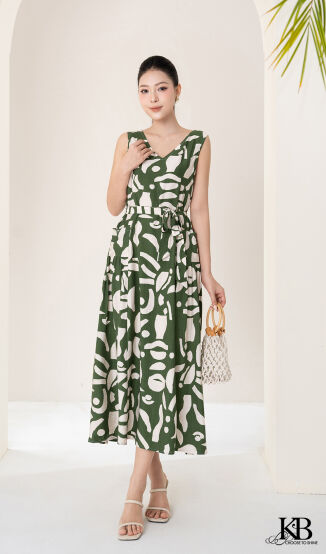 Maxi cổ v túi ốp 2 bên