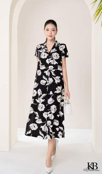 Maxi cổ bẻ xẻ tay dây đai rời