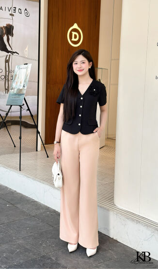 Sơ mi cổ v hoa ngực