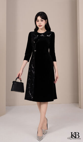 Đầm can ren đính hạt