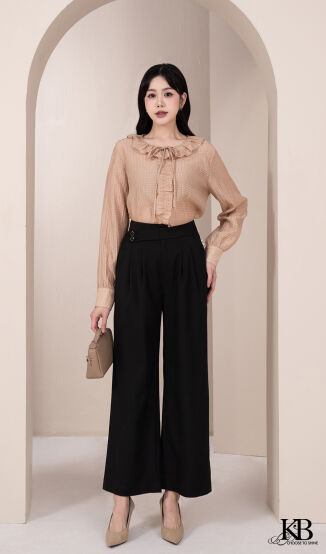 Sơ mi cổ bèo rúm nhẹ