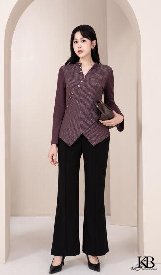 Sơ mi cổ tàu xẻ vạt chéo