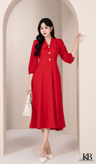 Maxi cổ bẻ nẹp ốp tay xếp ly