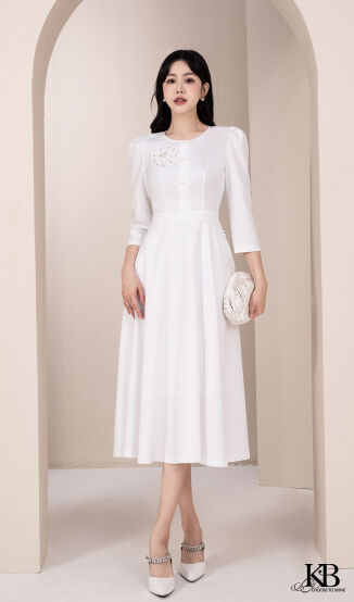 Maxi cổ kê ren dáng xoè