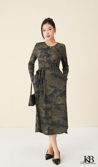 Maxi cổ 2f can v dáng xuông