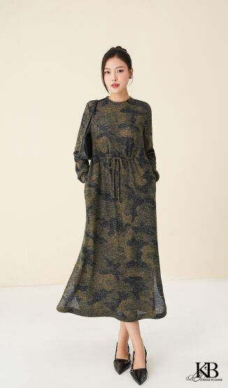 Maxi dây rút trước dáng xuuong xẻ dưới 2 bên