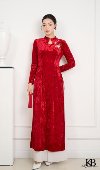 Aó dài thêu hoa ngực