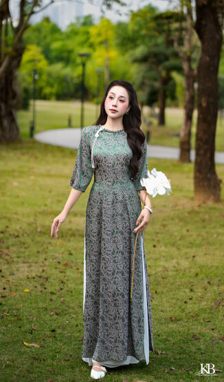 Áo dài cổ tròn tết sam