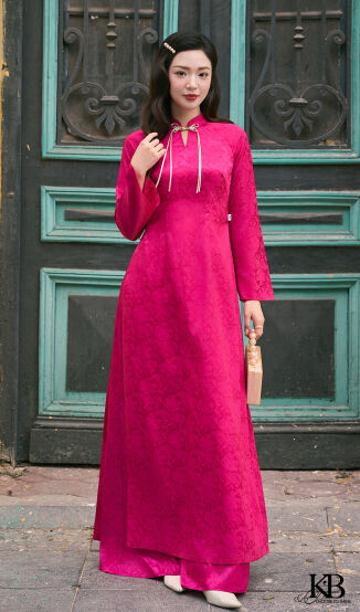 Áo dài khuyên cổ tết dây