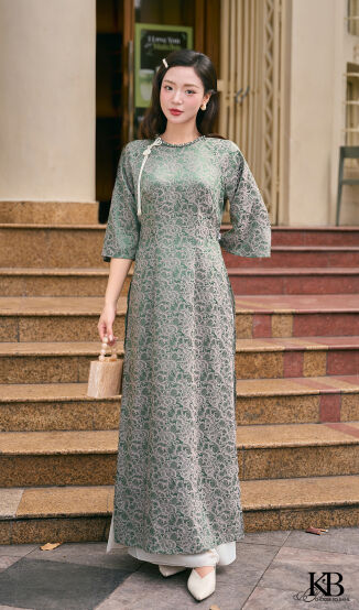 Áo dài cổ tròn tết sam