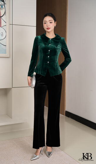 Vest cổ bẻ kê ren tròn