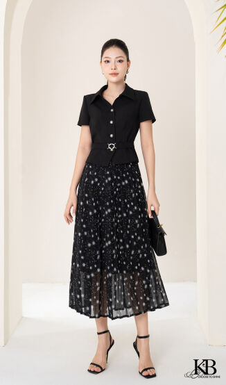 Sơ mi SC1085 đi bộ với juyp JD563