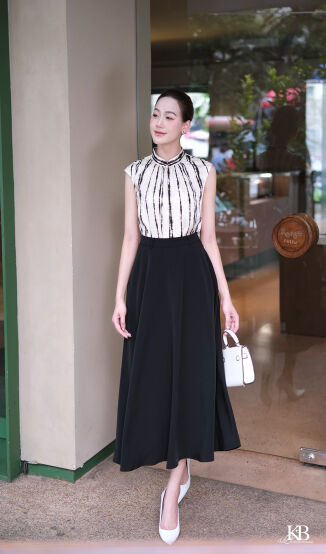 Sơ mi cổ tàu ly tia trước