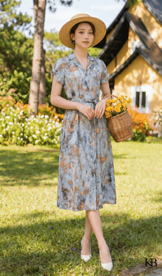 Maxi cổ bẻ xẻ tay dây đai rời