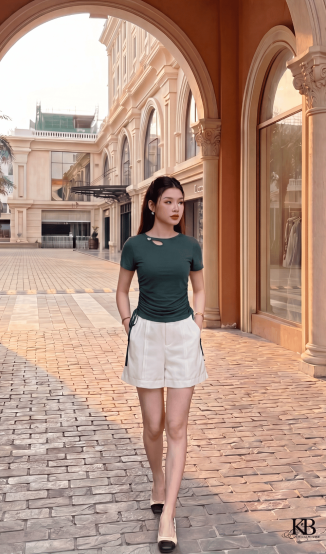 Sơ mi khuyên lệch dây rút 2 bên