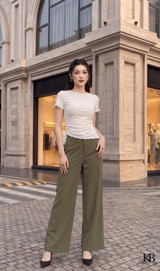 Sơ mi vạt lệch rúm 1 bên sườn