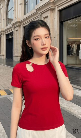 Sơ mi khuyên tròn lệch
