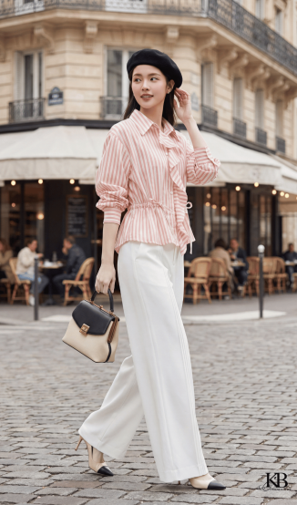 Sơ mi cổ đức dây rút eo