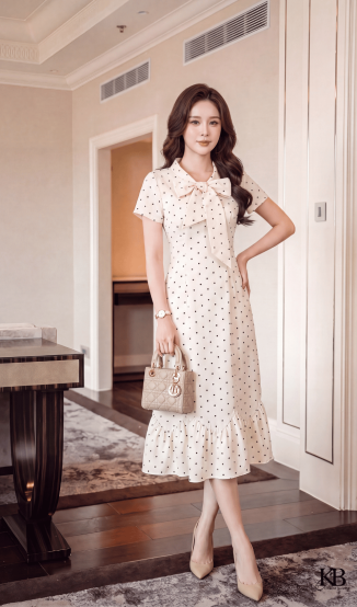 Đầm dây nơ trước dáng A