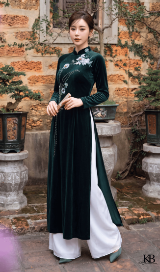 Áo dài ốp cành hoa